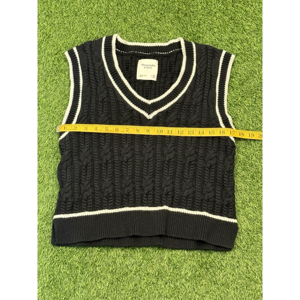 Abercrombie & Fitch Sweater Vest Womens Medium Navy Blue Y2K Tennis Tunic Preppy - Picture 11 of 13